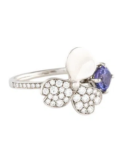 Pre-owned Tiffany & Co Platinum Tanzanite & Diamond Paper Flowers Cocktail Ring In Multi
