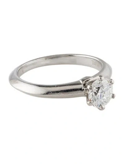 Pre-owned Tiffany & Co Platinum Tiffany Setting Solitaire Engagement Ring In Multi