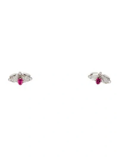 Pre-owned Tiffany & Co Platinum Tourmaline & Diamond Firefly Stud Earrings In Multi