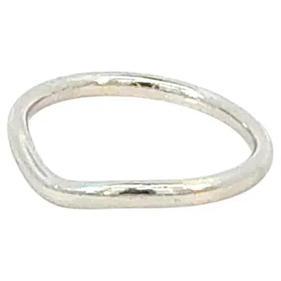 Pre-owned Tiffany & Co Platinum Wave Band Ring Size 6 By Elsa Peretti 2.2 Mm Estate In Multi