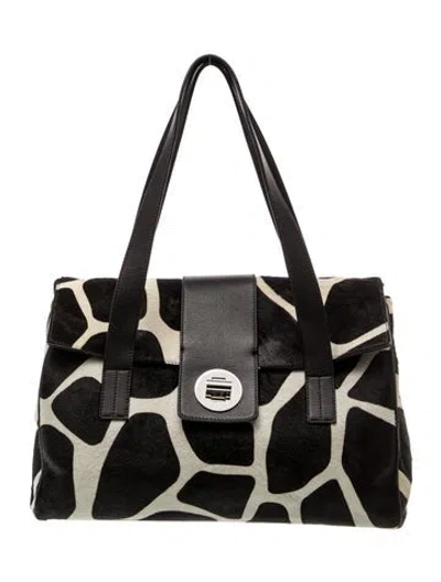 Pre-owned Tiffany & Co Ponyhair Shoulder Bag In Black/white