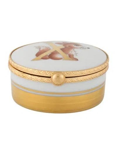 Pre-owned Tiffany & Co Porcelain Pill Box In Metallic/white