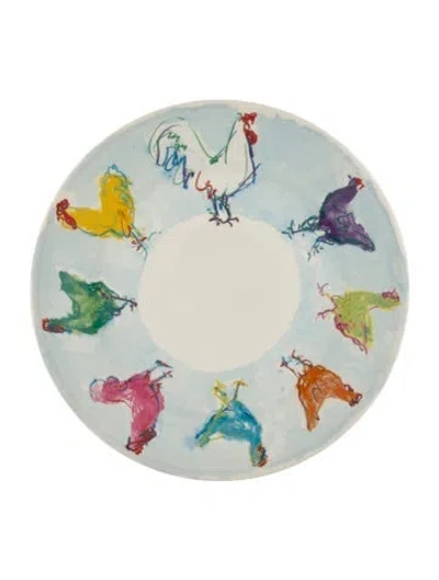 Pre-owned Tiffany & Co Porcelain Roosters Wall Plate In White