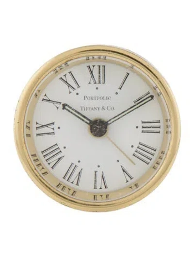 Pre-owned Tiffany & Co Portfolio Travel Alarm Clock In Gold/metallic