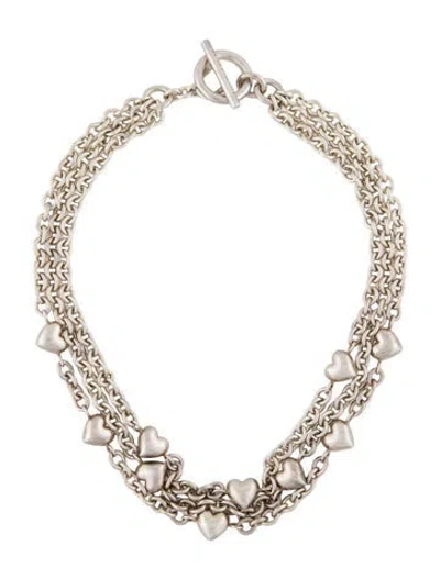 Pre-owned Tiffany & Co Puffed Heart Multistrand Necklace, 17.5"
