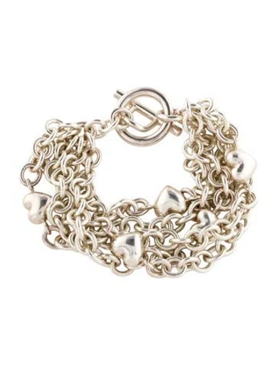 Pre-owned Tiffany & Co Puffed Heart Multistrand Toggle Bracelet