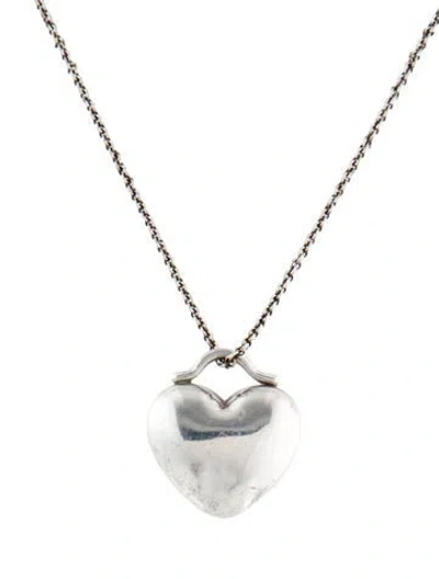 Pre-owned Tiffany & Co Puffed Heart Pendant Necklace, 16" In Multi