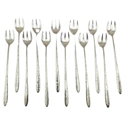 Pre-owned Tiffany & Co Rare Set Of 12 Sterling Silver  Olive Forks