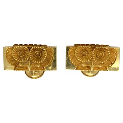Pre-owned Tiffany & Co Rare . Vintage Owl Cufflinks 18k Yellow Gold