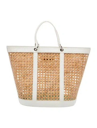 Pre-owned Tiffany & Co Rattan Tote In White