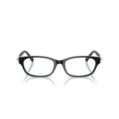 Tiffany & Co Rectangular Eyeglasses With Light Blue Detailing In Black