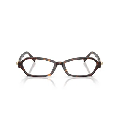 Tiffany & Co Rectangular Tortoiseshell Acetate Sunglasses With Gold Accents In Brown