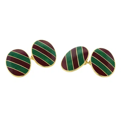 Pre-owned Tiffany & Co . Red And Green Enamel Gold Cufflinks
