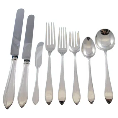 Pre-owned Tiffany & Co Reeded Edge By Tiffany Sterling Silver Flatware Set For 12 Service 99 Pcs Dinner