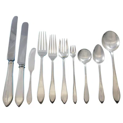 Pre-owned Tiffany & Co Reeded Edge By Tiffany Sterling Silver Flatware Set For 8 Service 84 Pcs Dinner