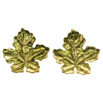 Pre-owned Tiffany & Co Retro Leaf Earrings 18k Gold In Multi