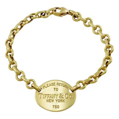 Pre-owned Tiffany & Co . Return To Tiffany 18k Yellow Gold Oval Tag Bracelet
