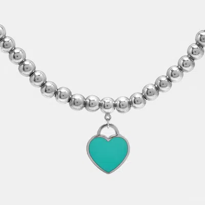 Pre-owned Tiffany & Co Return To Tiffany Enamel Heart Tag Sterling Silver Beads Bracelet