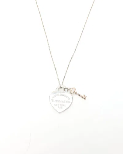 Tiffany & Co Return To Tiffany Heart Key Silver Necklace In White