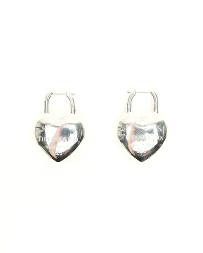 Tiffany & Co Return To Tiffany Silver Full Heart Earrings In Metallic
