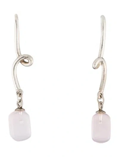 Pre-owned Tiffany & Co Rose Quartz Twirl Drop Earrings In Multi