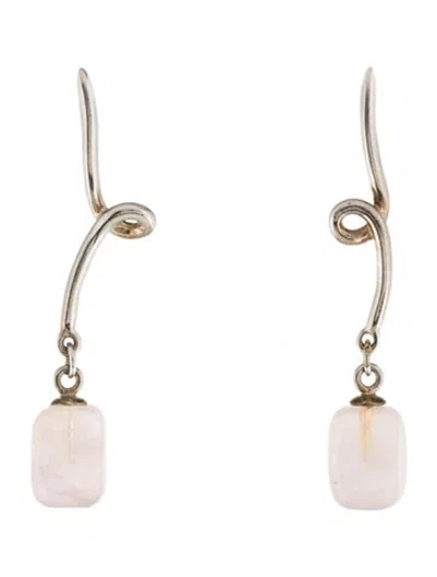 Pre-owned Tiffany & Co Rose Quartz Twirl Drop Earrings In Multi