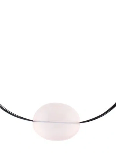 Pre-owned Tiffany & Co Rose Quartz Wire Pendant Necklace, 16" In Multi