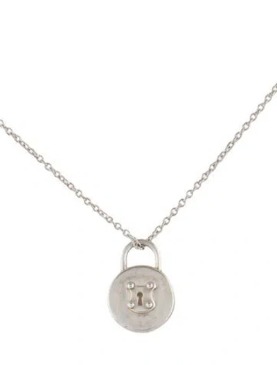 Pre-owned Tiffany & Co Round Lock Pendant Necklace, 18" In Multi