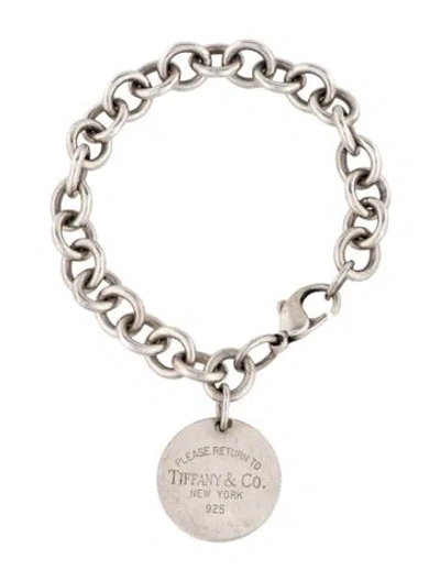 Pre-owned Tiffany & Co Round Tag Charm Bracelet, 6.75" In Multicolor