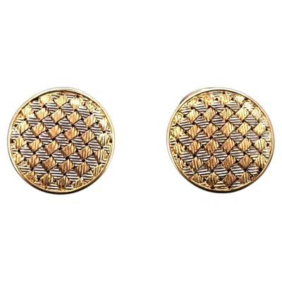 Pre-owned Tiffany & Co . Round Two Tone 18k Gold Cufflinks In Multi
