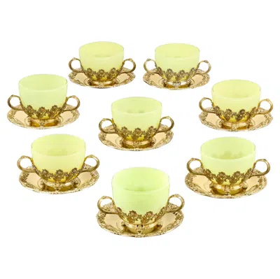 Pre-owned Tiffany & Co Royal Chrysanthemum Silver Gilt Teacups And Saucers By . In Yellow