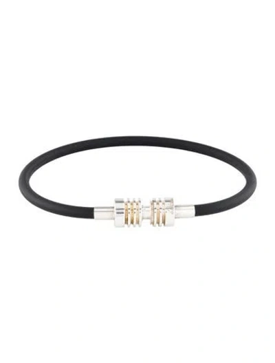 Pre-owned Tiffany & Co Rubber Groove Surfer Wrap Bracelet, 6.75" In Black