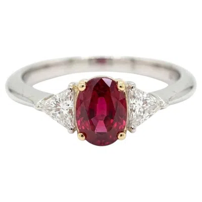 Pre-owned Tiffany & Co . Ruby And Diamond Platinum Three-stone Ring In Multi