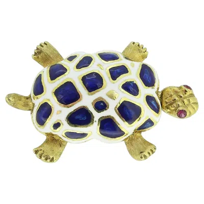 Pre-owned Tiffany & Co . Ruby And Enamel Tortoise Brooch In Multi