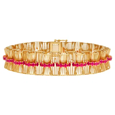 Pre-owned Tiffany & Co . Ruby Bow Rubies Motif Bracelet In Multi