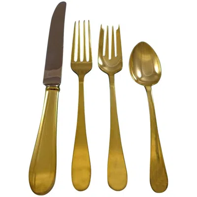 Pre-owned Tiffany & Co Salem Gold By Tiffany And Co. Sterling Silver Flatware Set For 6 Service Vermeil