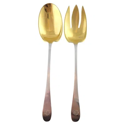 Pre-owned Tiffany & Co . Salem Sterling Silver Solid Oversized Serving Salad Set #18020 In Multi