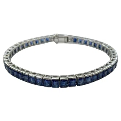 Pre-owned Tiffany & Co . Sapphire And Platinum Line Bracelet In Blue