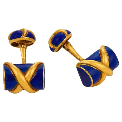 Pre-owned Tiffany & Co . Schlumberger 18k Yellow Gold Enamel Cufflinks