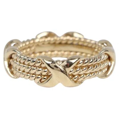 Pre-owned Tiffany & Co . Schlumberger 18k Yellow Gold Three-row Rope X Band Ring