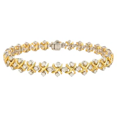 Pre-owned Tiffany & Co . Schlumberger Diamond X Link Bracelet In 18k Gold & Platinum In Multiple