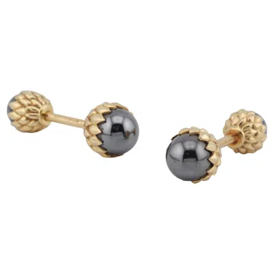 Pre-owned Tiffany & Co ., Schlumberger Hematite 18k Yellow Gold Acorn Cufflinks Mismatched