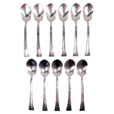Pre-owned Tiffany & Co Set Of 11 Tiffany Lap Over Edge Sterling Silver Ice Cream Spoons In White