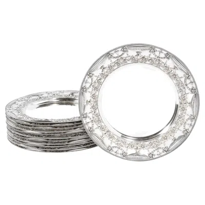 Pre-owned Tiffany & Co Set Of 12 Exquisite "gilded Age" Sterling Silver Tiffany Charger Plates