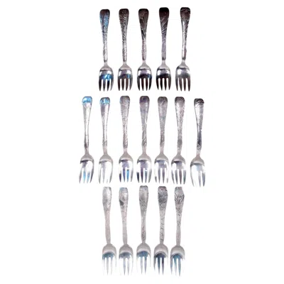 Pre-owned Tiffany & Co Set Of 17 Antique Tiffany Lap Over Edge Sterling Silver Fish Forks