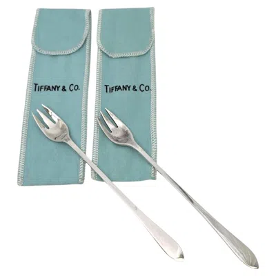 Pre-owned Tiffany & Co Set Of 2  Faneuil Sterling Silver Cocktail Forks With Pouches #24539 In Multi