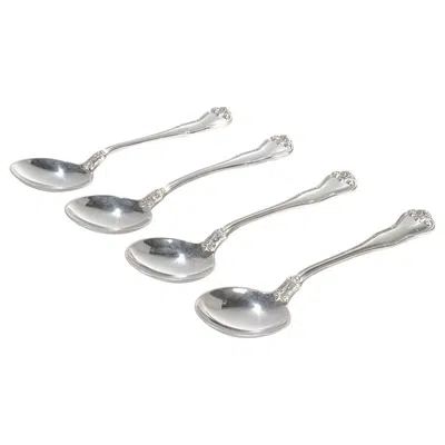 Pre-owned Tiffany & Co Set Of 4 . Sterling Silver Cream Soup Spoons In The Provence Pattern In White