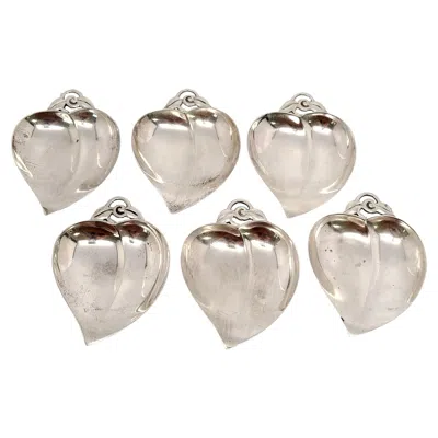 Pre-owned Tiffany & Co Set Of 6 . Sterling Silver Small Heart Apple Shaped Dishes In Multi
