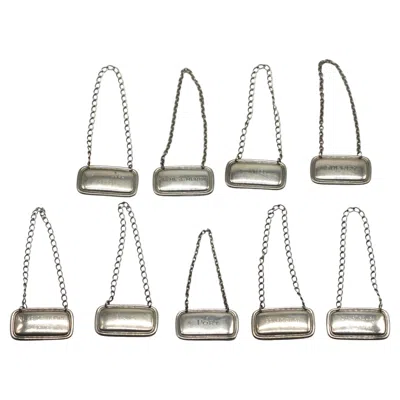 Pre-owned Tiffany & Co Set Of Eight . Sterling Silver Decanter Labels American, Circa 1930