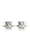 Tiffany & Co Set-of-two Valse Bleue Bone China Tea Cup And Saucers In Blue
